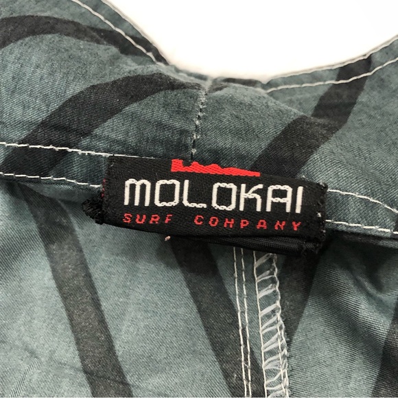 Molokai Surf Co Green & Gray Checkered Striped Swim Trunks Board Shorts Mens 36. - Picture 6 of 9